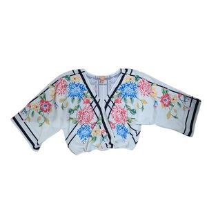 Flying Tomatoes Floral Wrap Blouse